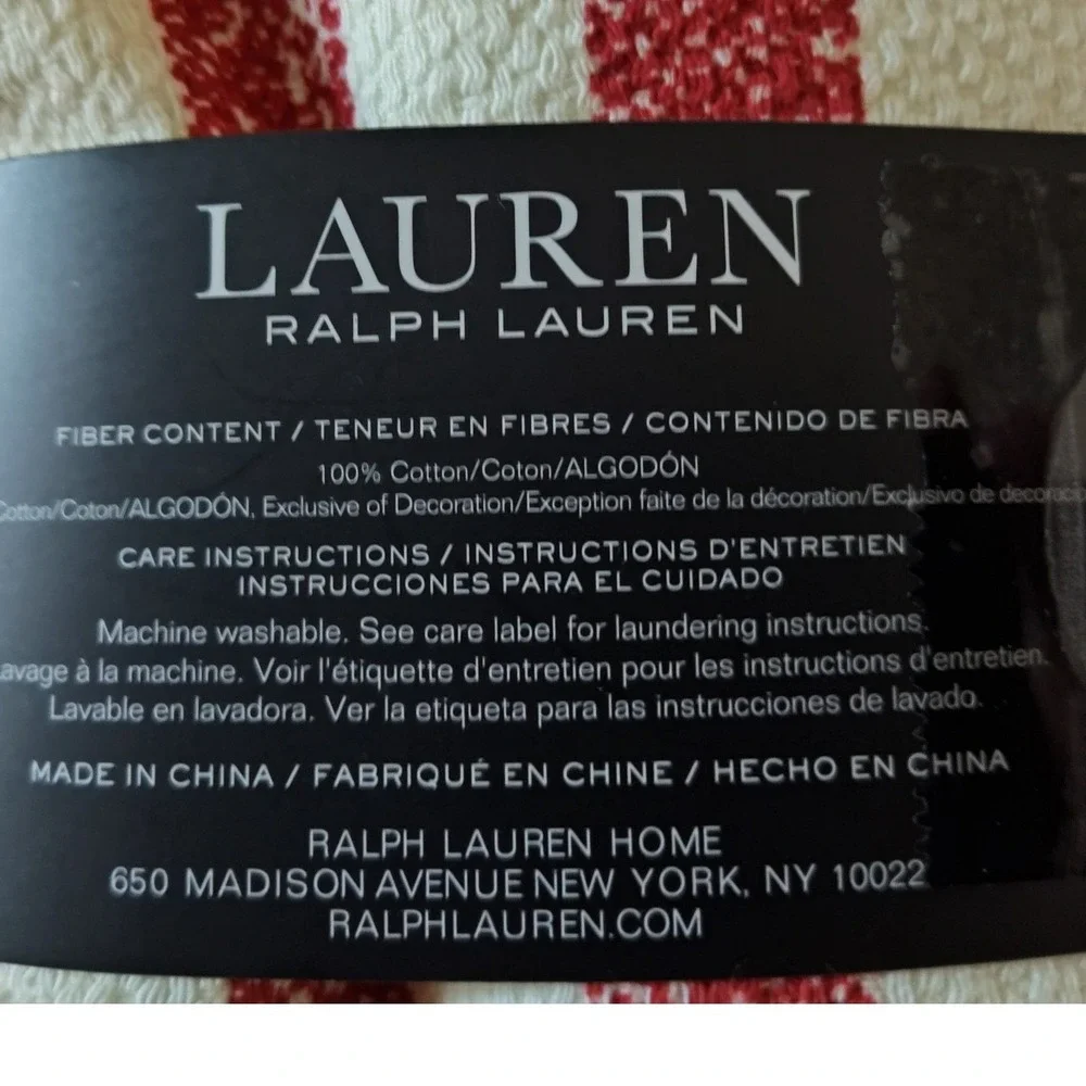 Lauren Ralph Lauren 3PK Kitchen Towels American Flag Stars Stripes Red Cotton